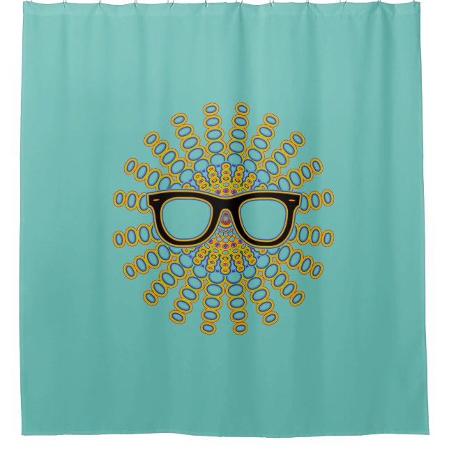 Sunny Nerd Glasses + your backgr. & ideas Shower Curtain (Front)
