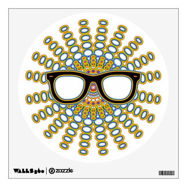Sunny Nerd Glasses + your backgr. & ideas Wall Sticker (Front)