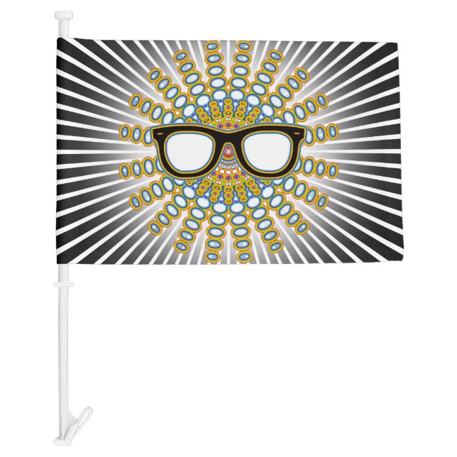 Sunny Nerd Glasses + your ideas Car Flag (Front)