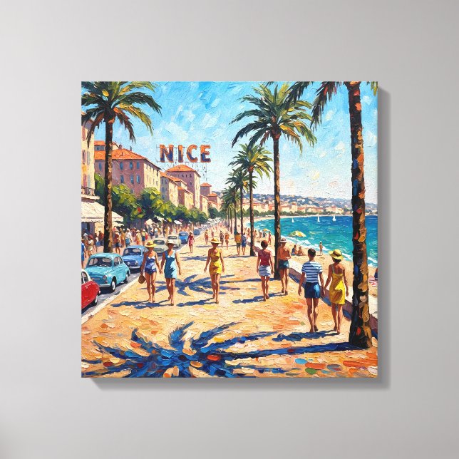 Sunny Nice Riviera Promenade Canvas Art (Front)