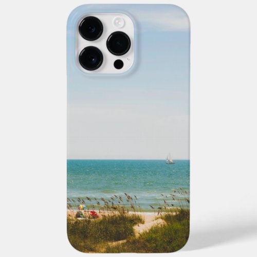 Sunny Ocean View with Beach Umbrella and Sailboat Case_Mate iPhone 14 Pro Max Case