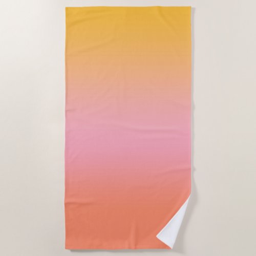 Sunny Ombre Gradient Peach Pink Beach Towel