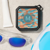 Sunny Orange Aqua Teal Turquoise Blue Camo Pattern Bluetooth Speaker (Insitu(Beach))