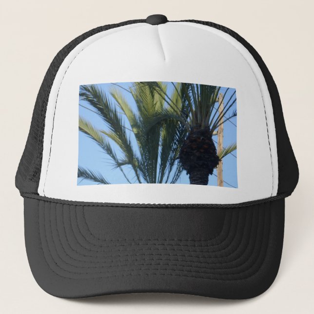 Sunny Palm Trees California Vacation Trucker Hat (Front)
