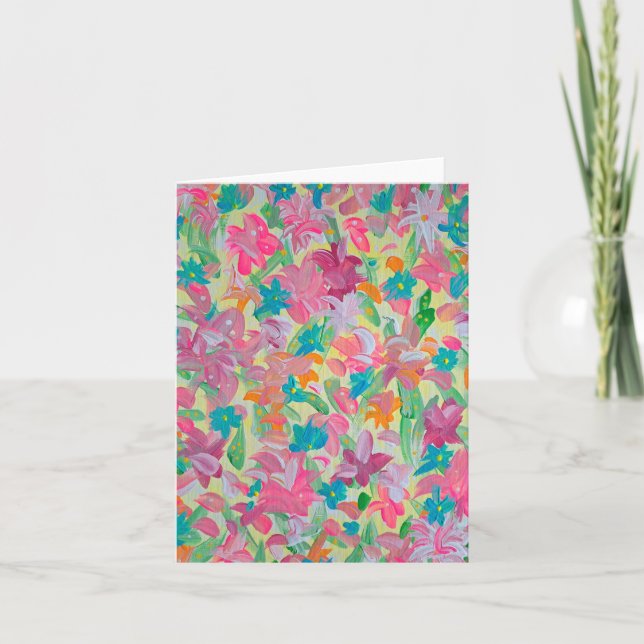 Sunny Pastel Floral Note Card (Front)