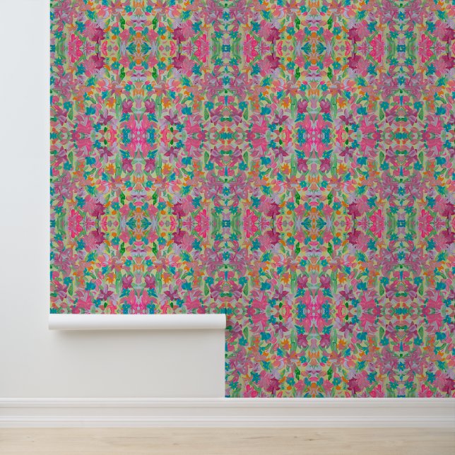 Sunny Pastel Floral Peel & Stick Wallpaper (Application)