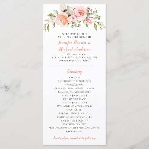 Sunny Pastel Floral Wedding Program Rack Cards