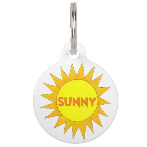 Sunny Personalized Yellow Summer Sun Sunshine Pet Name Tag
