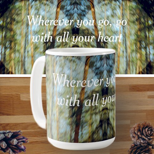 Sunny pine forest coffee mug