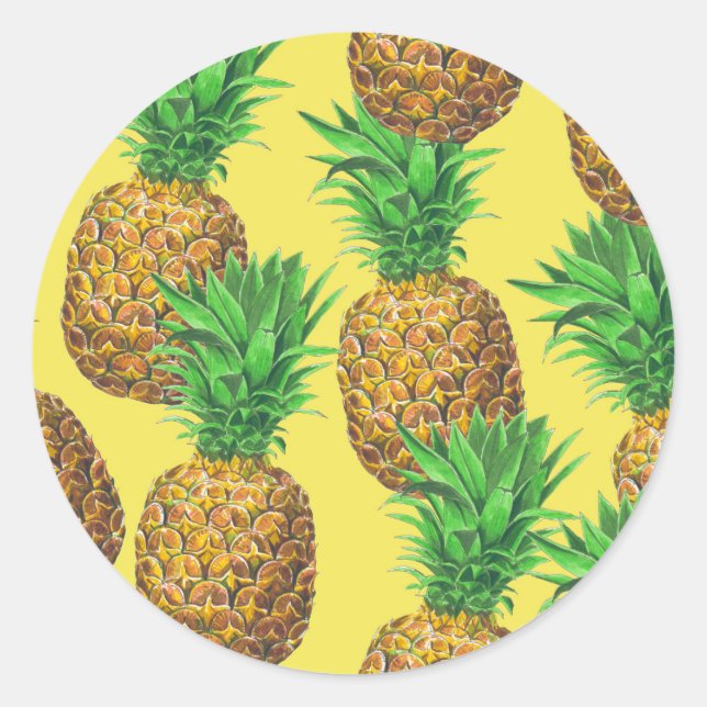 Sunny pineapples classic round sticker (Front)
