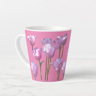 Sunny Pink Tulips Cust. BC Pink Latte Mug
