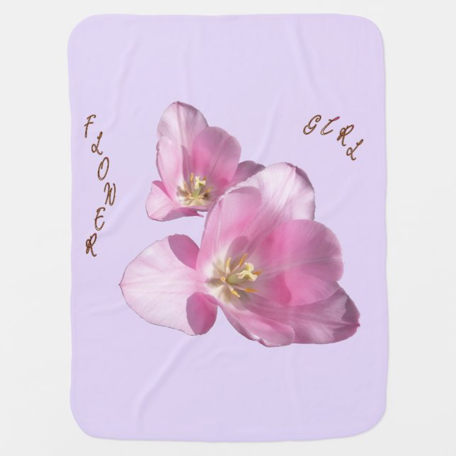 Sunny Pink Tulips Flower Girl Blanket (Front)