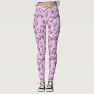 Sunny Pink Tulips Pattern Legging