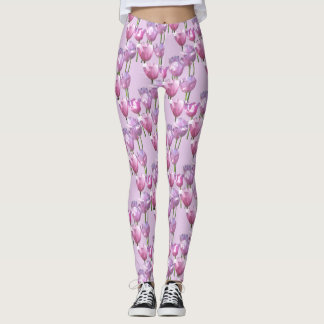 Sunny Pink Tulips Pattern Legging