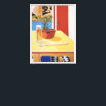 Sunny Pop Art Potted Plant Still Life Canvas Print<br><div class="desc">A vibrant pop art painting of a potted plant on a table, blending photorealism and Tom Wesselmann’s playful style. Sunlit kitchen vibes meet bold, contemporary design.</div>