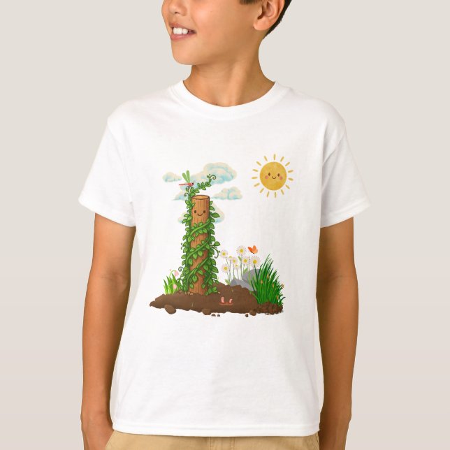 Sunny Pun Garden Climbing Plant Totem Kids T-Shirt (Front)