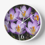 Sunny Purple Crocuses Clock