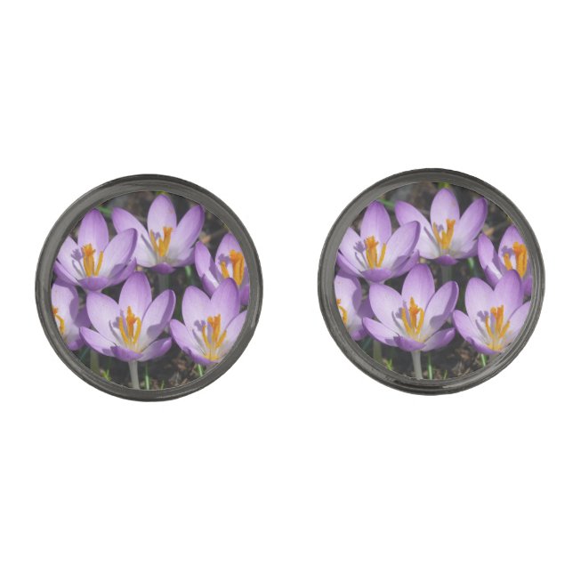 Sunny Purple Crocuses Cufflinks (Front)