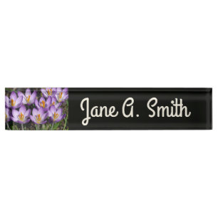 Sunny Purple Crocuses Desk Name Plate
