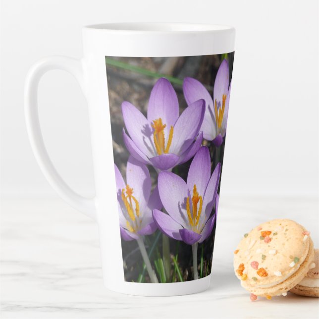 Sunny Purple Crocuses Latte Mug (In Situ)