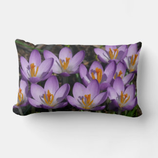 Sunny Purple Crocuses Lumbar Pillow