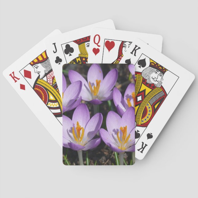 Sunny Purple Crocuses Poker Cards (Back)