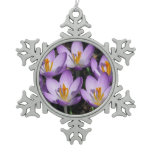 Sunny Purple Crocuses Snowflake Pewter Christmas Ornament