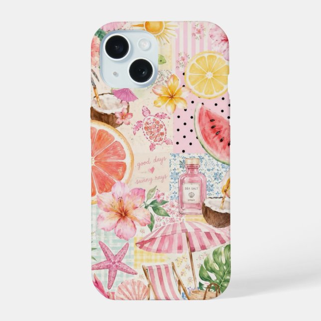 Sunny Rays Summer Aesthetic Collage Iphone Case (Back)
