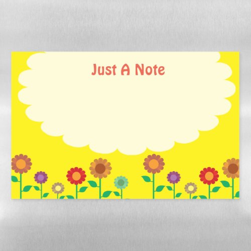 Sunny Retro Flowers on Yellow Magnetic Dry Erase Sheet