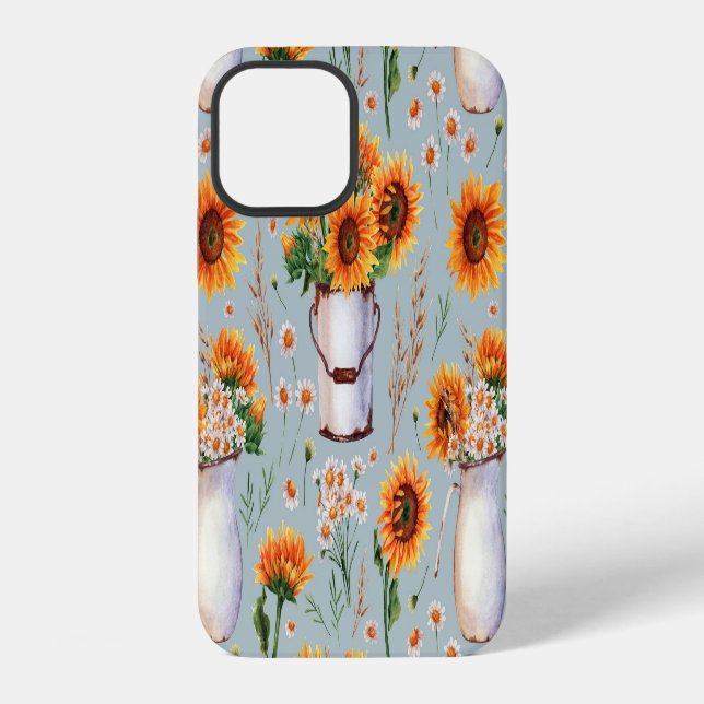 Sunny Rustic Watercolor, Seamless Pattern. Iphone Case (Back)