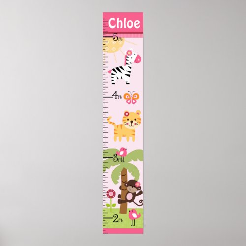 Sunny Safari Girl Animal Growth Chart Keep at 8x44