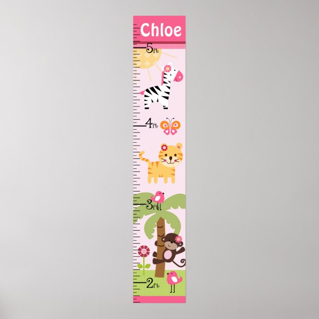 Sunny Safari Girl Animal Growth Chart Keep at 8x44 (Front)