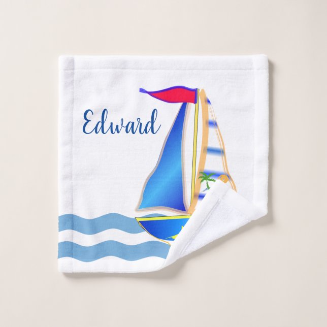 Sunny Sailing Day Custom Bath Towel Set (Wash Cloth)