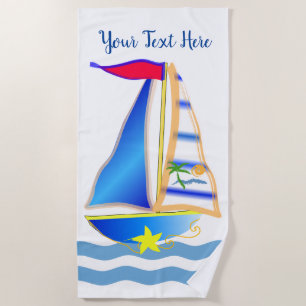 Sunny Sailing Day Custom Beach Towel