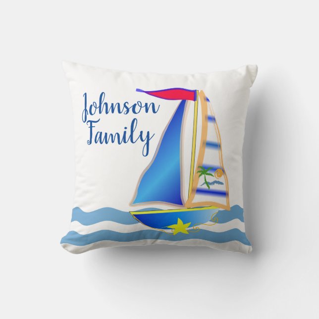 Sunny Sailing Day Custom Throw Pillow (Front)