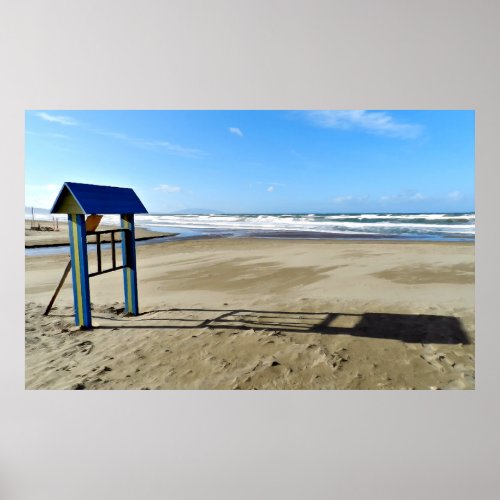 Sunny sandy beach Digital art painting Poster