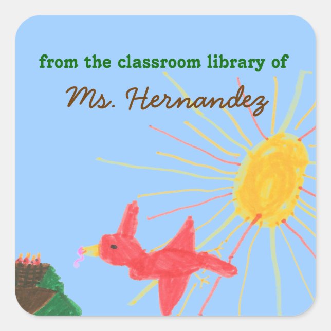 Sunny scene personalized teacher bookplate (Front)