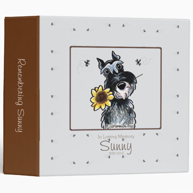 Sunny Schnauzer Personalized Memory Album 3 Ring Binder (Front/Spine)