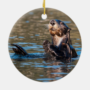 Sunny Sea Otter Ceramic Ornament