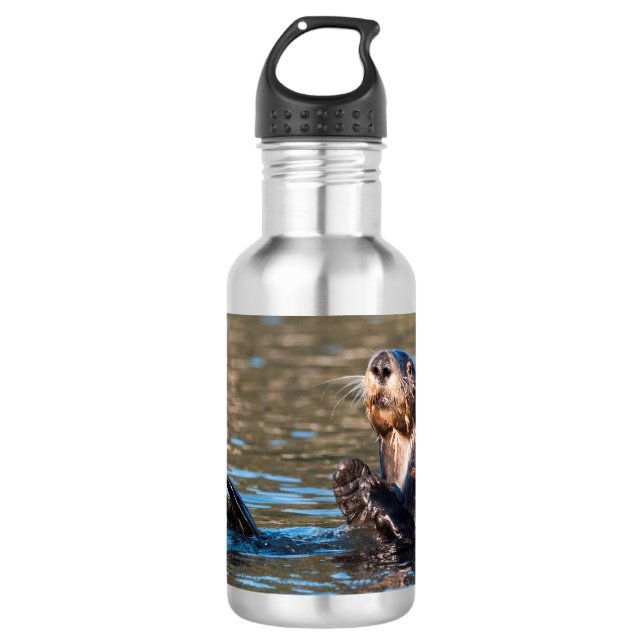 Sunny Sea Otter Stainless Steel Water Bottle (Front)