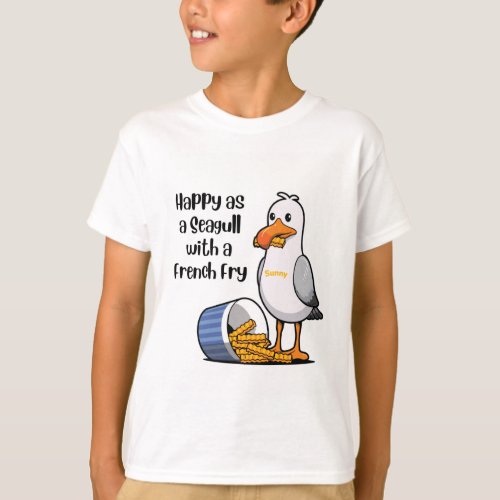 Sunny Seagull Fries Wildwood boardwalk T_Shirt