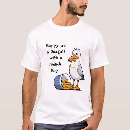 Sunny Seagull with French fries Wildwood Boardwalk T_Shirt