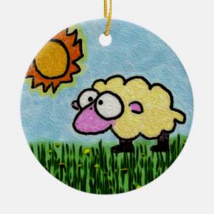 Sunny Sheep Ceramic Ornament