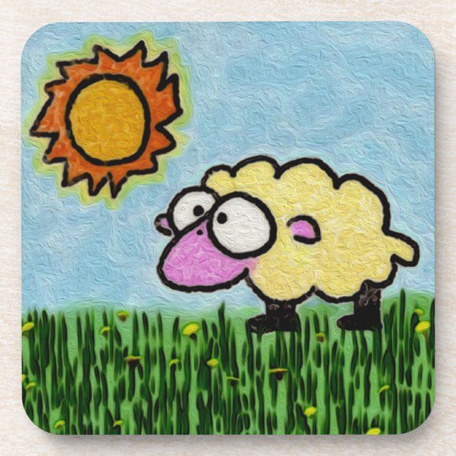 Sunny Sheep Drink Coaster (Front)