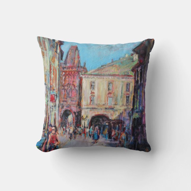 Sunny Side Prague Throw Pillow (Front)
