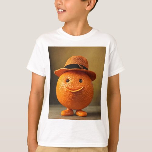 Sunny Side Up Chubby Orange in a Stylish Hat  T_Shirt