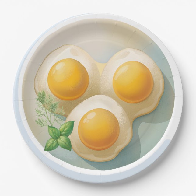 Sunny Side up Eggs Design  Paper Plates (Front)
