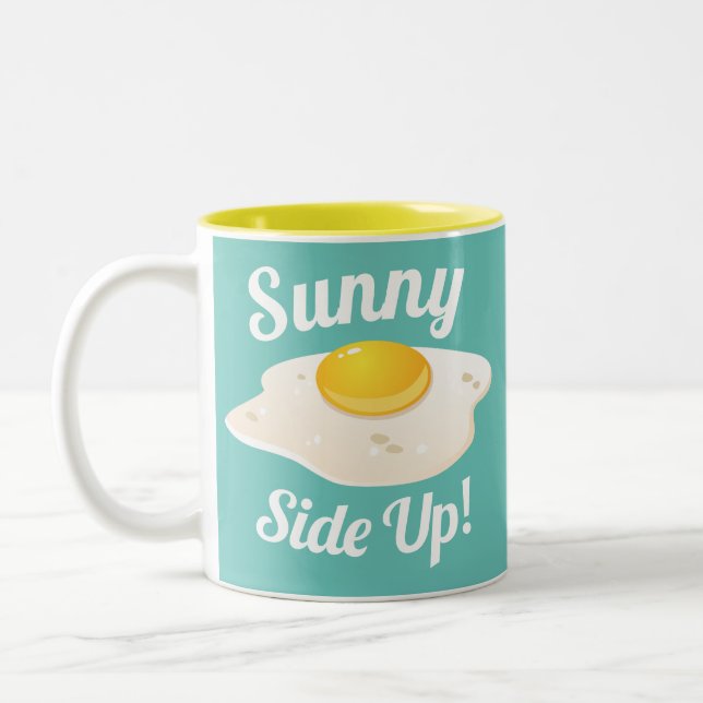 Sunny Side Up Fried Egg Breakfast Two-Tone Coffee Mug (Left)