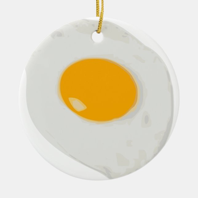 Sunny Side Up Fried Egg Ceramic Ornament (Front)