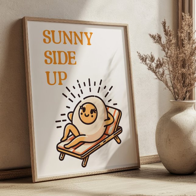 Sunny Side Up Funny Punny Egg Mascot Retro Art  Poster (Creator Uploaded)